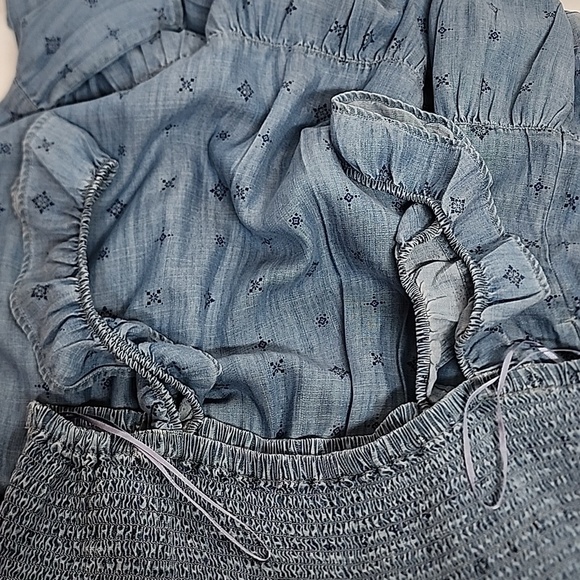 Ariat Blue Ruffled Elastic Tube Top Womens Sz M Paisley Print Dress Country Girl - Picture 3 of 14